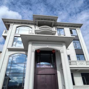 六盘水白麻别墅外墙干挂石材效果示例