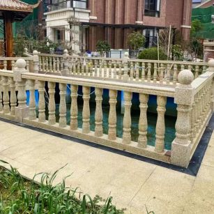 六盘水黄金麻花岗岩石材栏杆，扶手，将军柱，花瓶柱