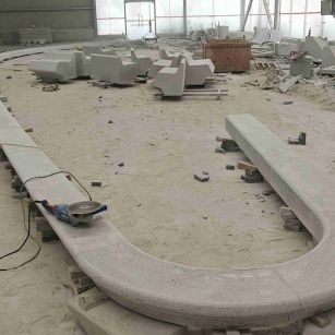 六盘水 芝麻白花岗岩弧形花坛石，坐凳石