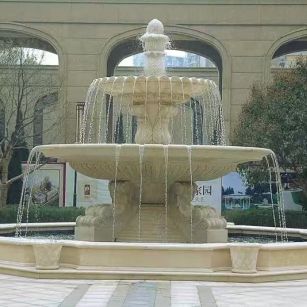 六盘水 黄金麻花岗岩异型加工——户外庭院石雕流水喷泉