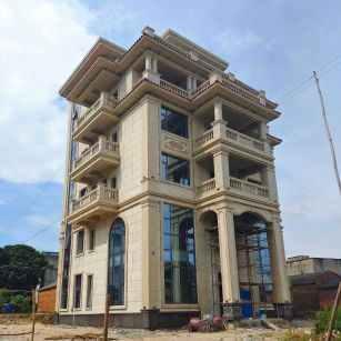 六盘水 黄金麻花岗岩石材别墅外墙干挂搭配（雕花栏杆花瓶柱门楼罗马柱）