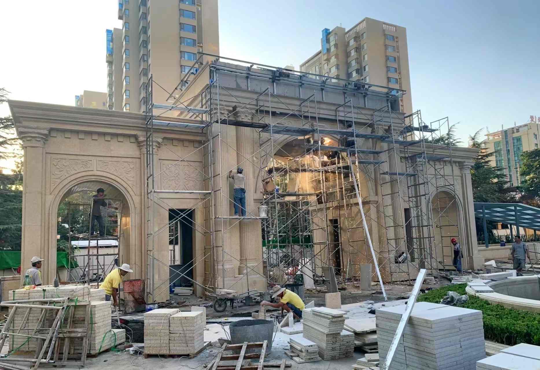 六盘水 黄金麻荔枝面花岗岩小区门楼外墙干挂